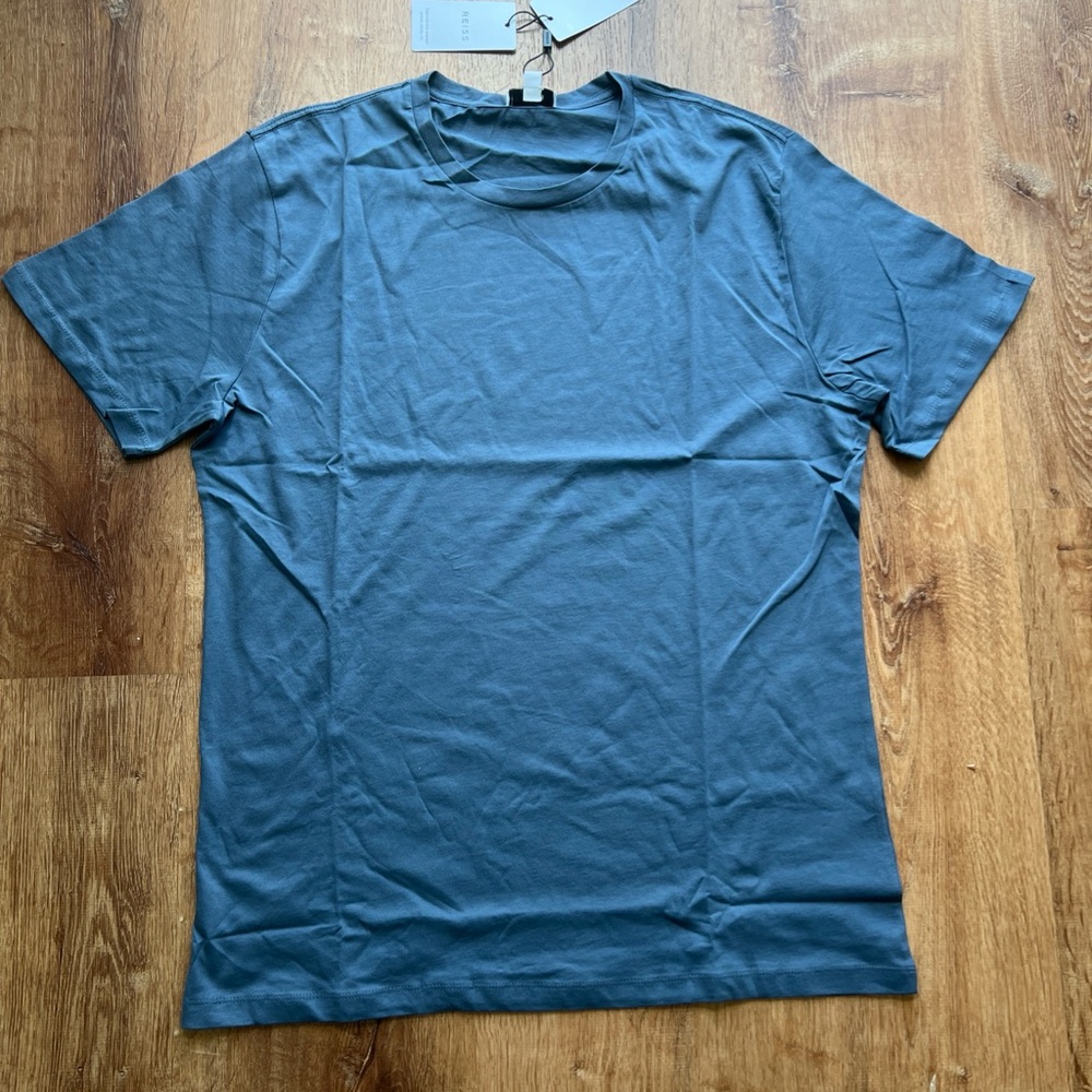 NWT REISS Oxford Crew Neck T-Shirt MEN's XL Dark Blue Short Sleeve